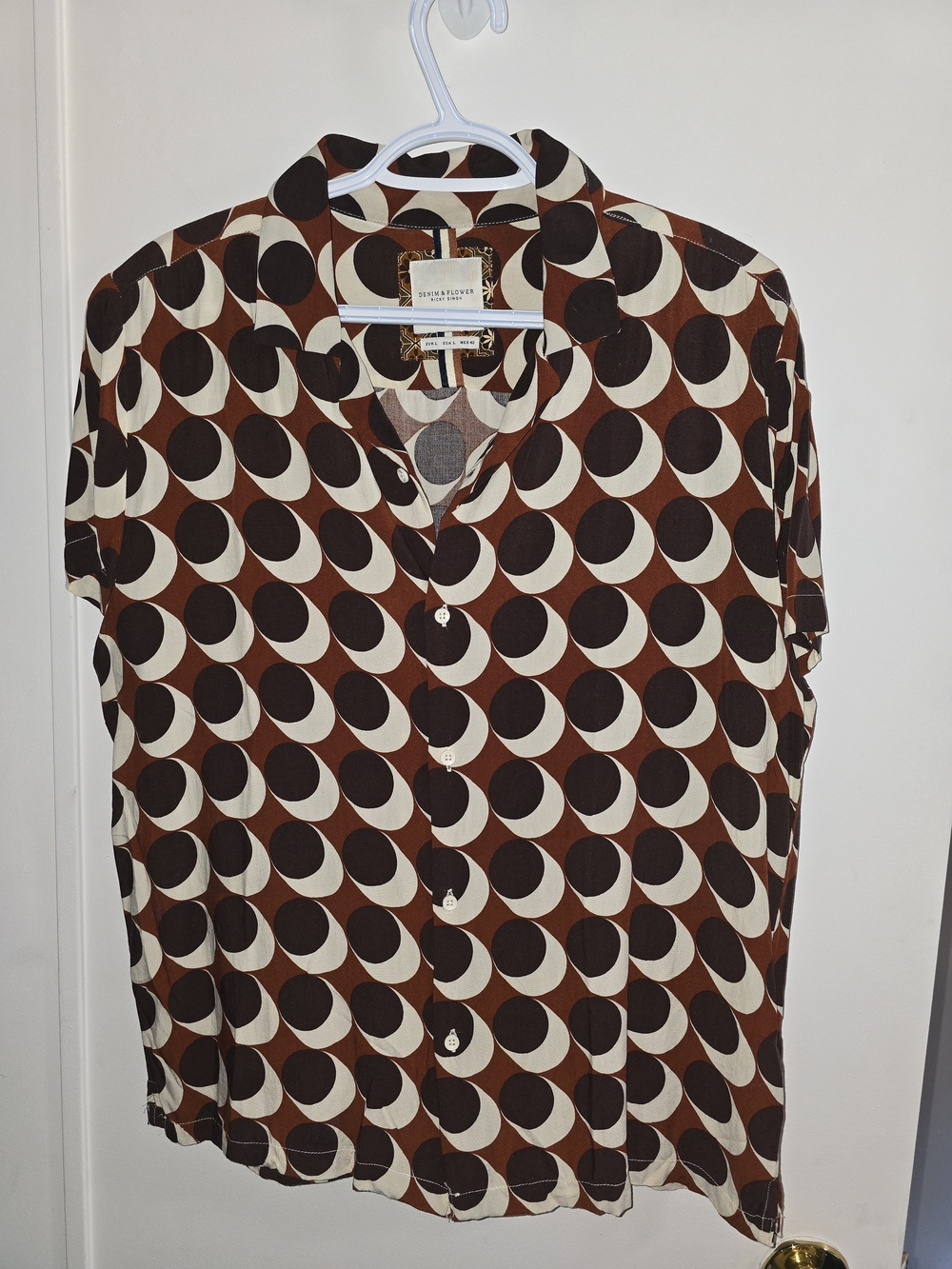 Denim & Flower Brown and Cream Geometric Button-Down Shirt